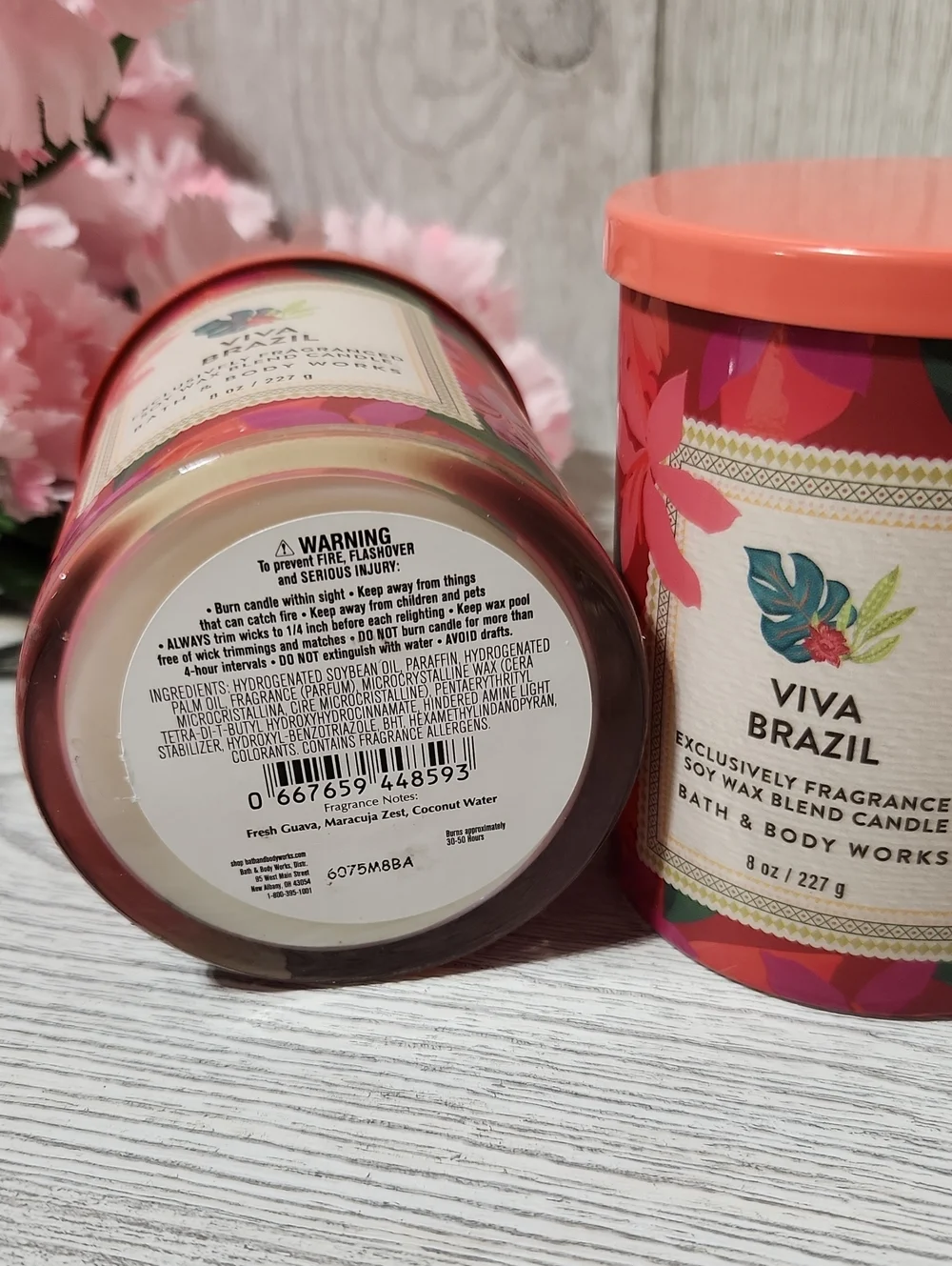Bath & Body Works Viva Brazil 8oz Single Wick Candles X2 - Picture 3 of 4